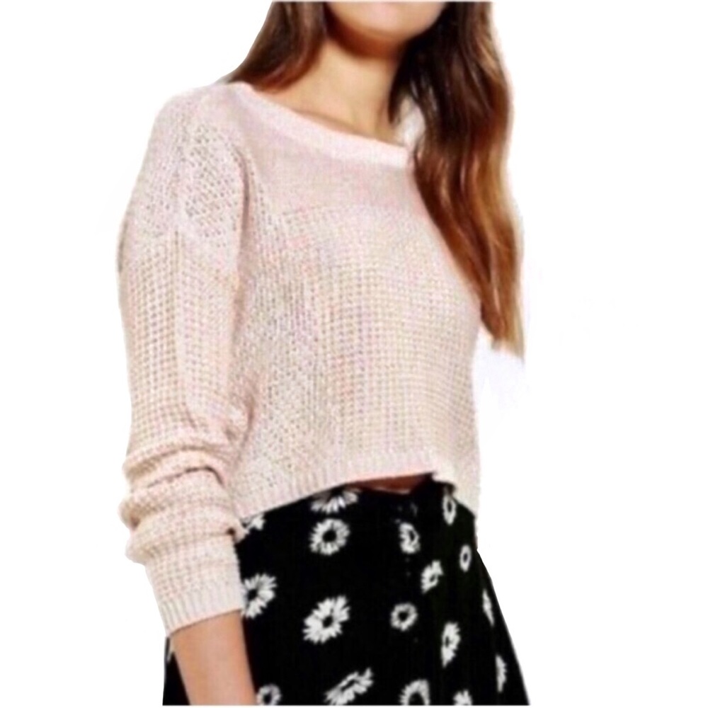 Urban Outfitters Silence + Noise Light Pink Mini Knit Knitted Cropped Sweater